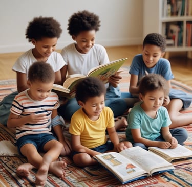 A collection of colorful children's books with illustrated covers, prominently featuring titles by Enid Blyton. The books are neatly arranged in a box, showcasing a variety of themes, including circus, adventure, and fantasy.