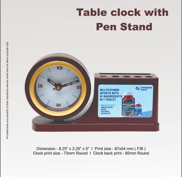 Table clock with Pen stand Manufacturer in India