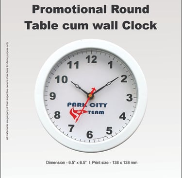 Logo printed plastic table clock