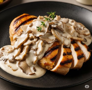 Grilled Chicken in Oyster Mushroom Sauce
