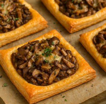 Oyster Mushroom Puff Pastry Tarts