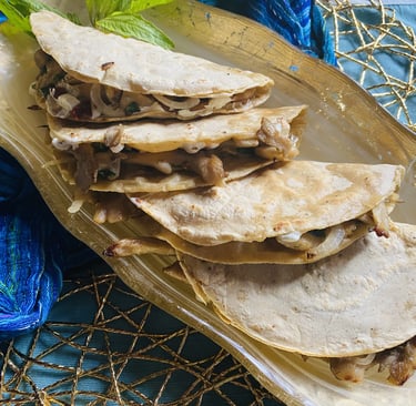 Oyster Mushroom Quesadillas (Indian twist)