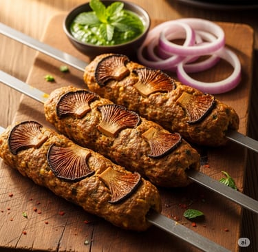 Oyster Mushroom Seekh Kebabs