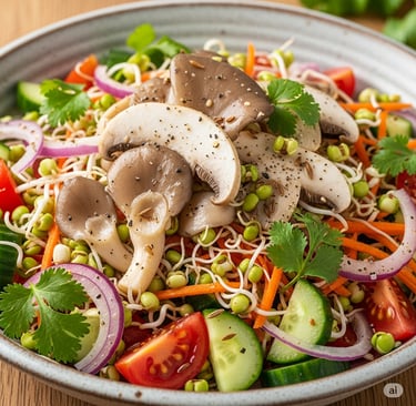 Oyster Mushroom & Sprouted Moong Salad