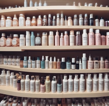 a display in a store filled with lots of bottles