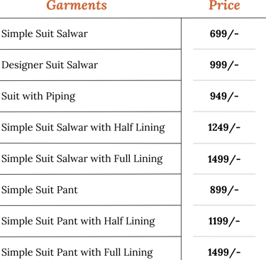 Ladies Tailoring Price