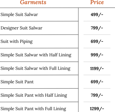 Ladies Tailoring Price