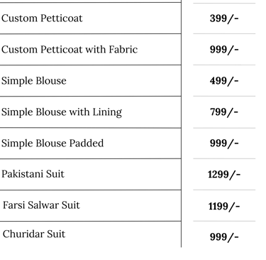 Tailoring Outfit price