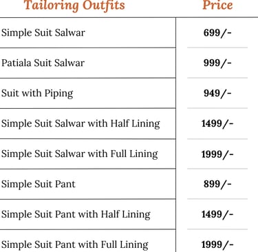 Suit Salwar Tailoring price