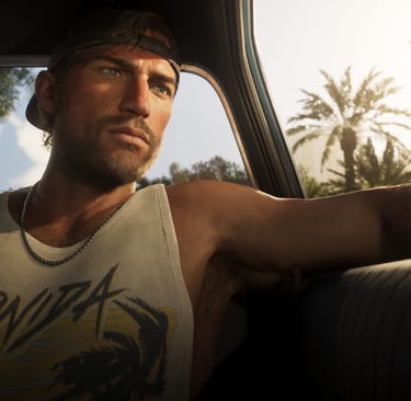 Jason Duval, um dos protagonistas do GTA 6, dentro de um carro