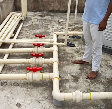 plumbing pipline with water tank