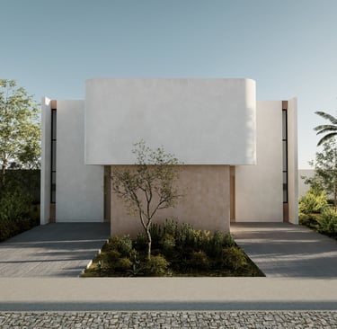diseño de fachadas de 2 casas que se integran en una