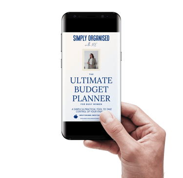 mock up on mobile phone of the ultimate budget planner