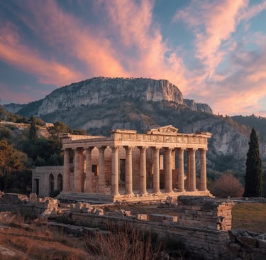a large stone building with columns and columns
