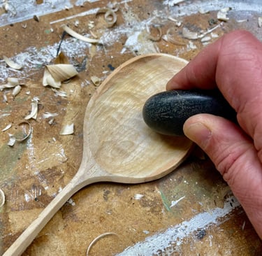 Step 9: Burnish and finish spoon