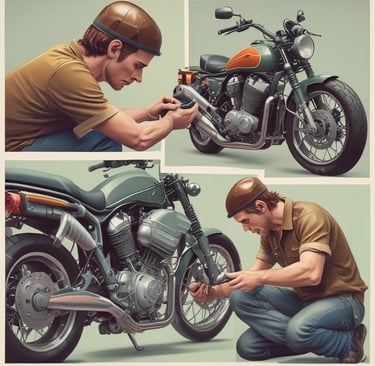 desenho de um homem mexendo na moto