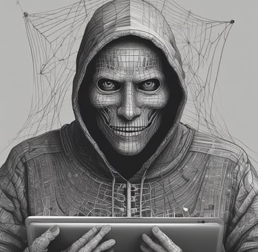  uma pessoa com capuz com um laptop
