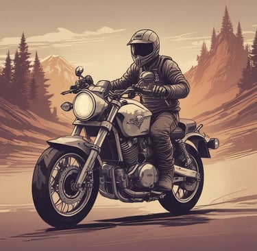 um homem na moto de capacete