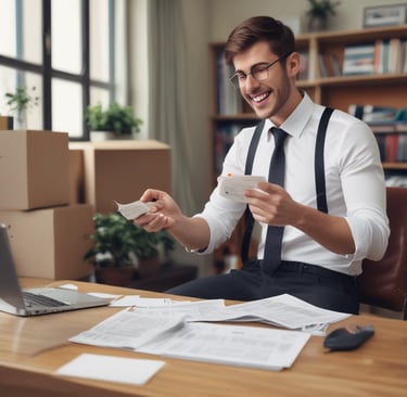 um homem de terno e gravata está sentado em uma mesa