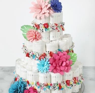 elaborate diaper cake