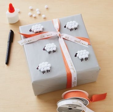 baby gift with sheep decals