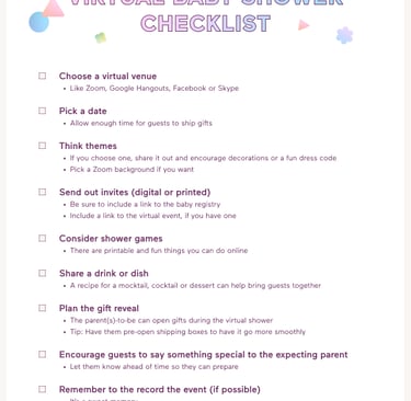 virtual baby shower checklist