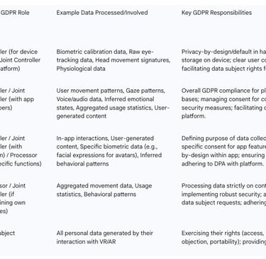 Roles and Responsibilities in the VR/AR Data Ecosystem