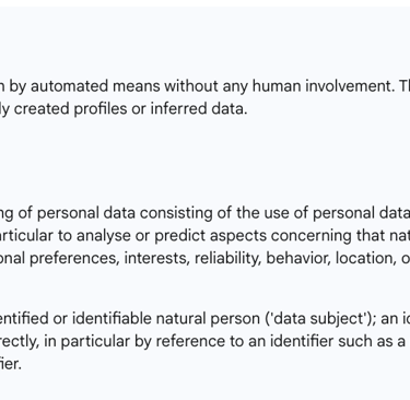 Table: Key Definitions (ADM, Profiling, Personal Data)
