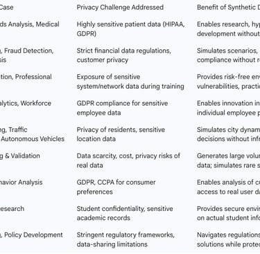 Table 4: Real-World Use Cases of Privacy-Preserving Synthetic Data