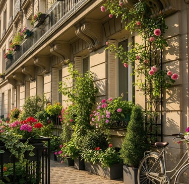 french flowers and plants outside paris home