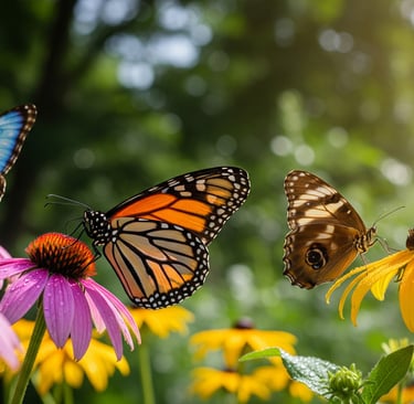 a butterfly butterfly on a flower in a field