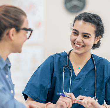 NHS fertility nurse speaking with patient at initial appointment