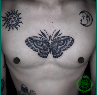 butterfly chest tattoo