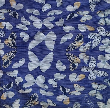 Silk Printed Fabric with butterfly Pattern