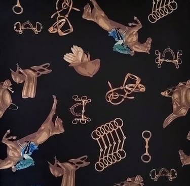 Silk printed fabric with horse pattern