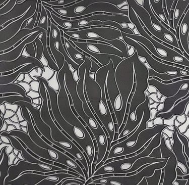 Black and White Floral silk printing fabric
