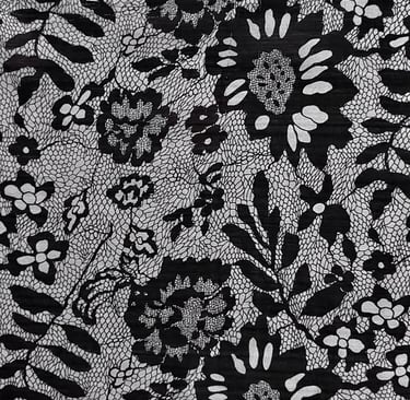 silk printing fabric Black and White Floral