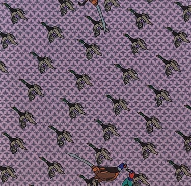 Silk Printed Fabric Bird Pattern