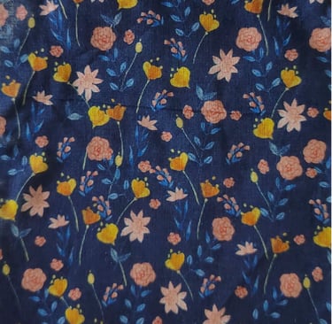 a close up of a blue floral print fabric