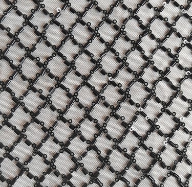 Lace fabric with embroidered beads