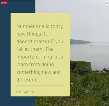 Dark grey text in a yellow box overlayed on the image of grey-skied coastline 