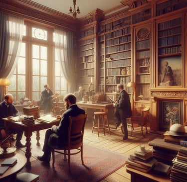 AI generated image of a reading room in gentleman's club