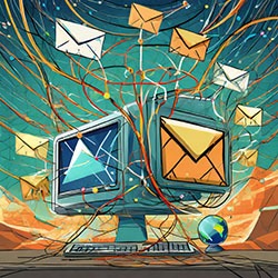 Envelopes around a computer indicating communications to psychic readings with Mary