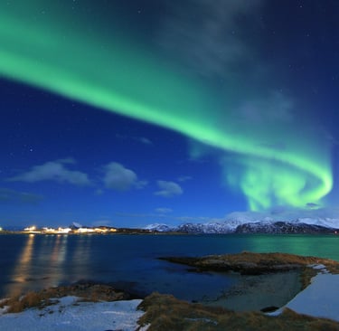 Northern lights aurora borealis over tromso