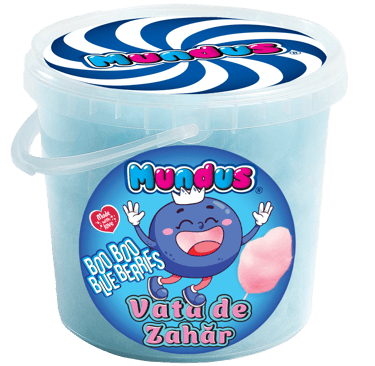 Desert aerat cu afine pentru copii, vată de zahăr Mundus în cutie sigilată, 50g, cadoul perfect