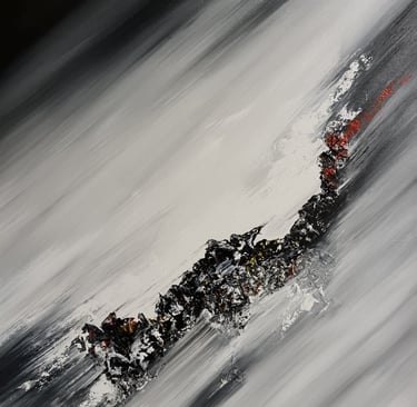 peinture fond gris et effet noiret blanc