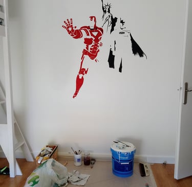 peinture sur mur super héros