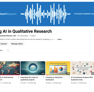 a picture of John Habershon's YouTube channel, Using AI in Qualitative Research