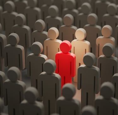 image of a crowd with distinct figure standing out
