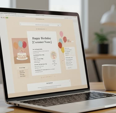 image of a personalized birthday greeting on a computer screen